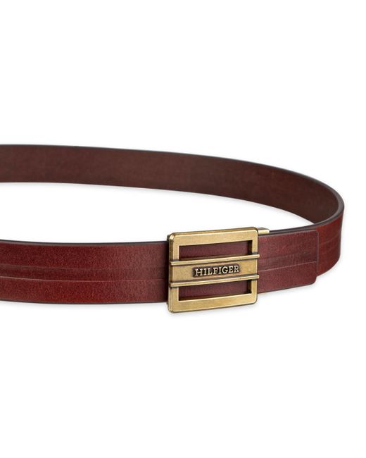 Tommy Hilfiger Red Flex Stretch Cut Out Plaque Compression Buckle Belt for men
