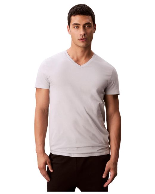 Calvin Klein Blue 3-pack Cotton Classics V-neck T-shirts for men