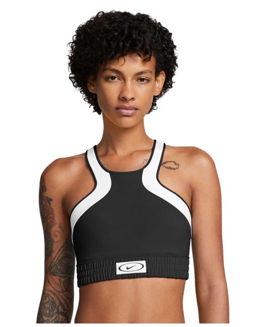 Nike Black High-neck Colorblock Medium-support Sports Bra