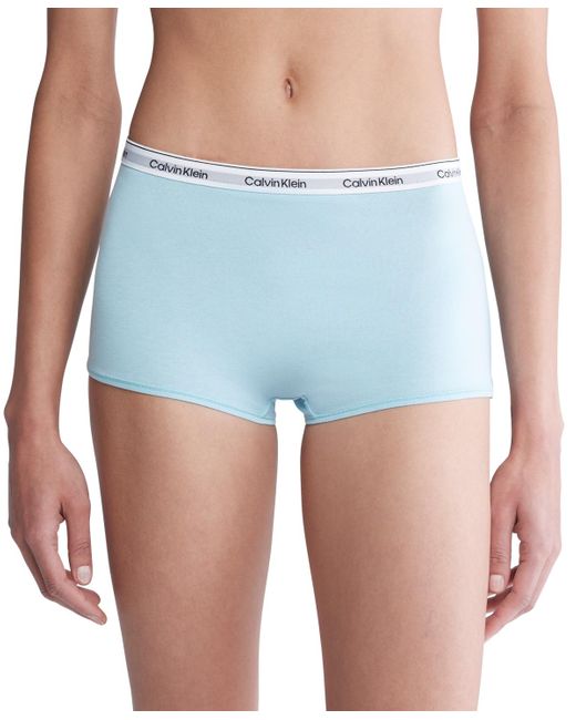 Calvin Klein Blue Modern Logo Mid-rise Boyshort Underwear Qd5195