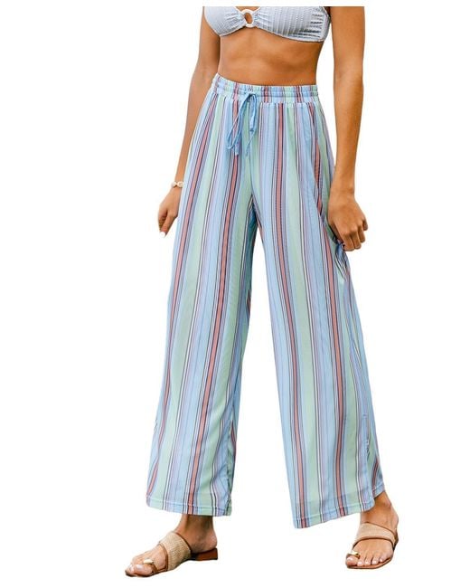 CUPSHE Blue Manifested It Striped Pants
