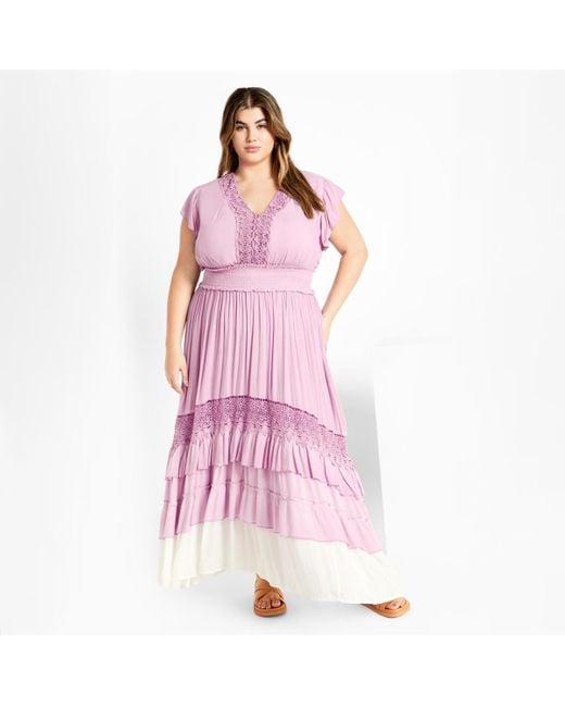 City Chic Pink Plus Size Destiny Ombre Maxi Dress