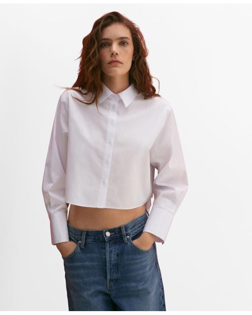 Mango Gray Regular Cropped Shirt