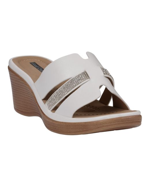 Gc Shoes White Frances Embellished Wedge Sandals