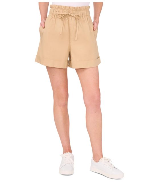 Cece Natural Paperbag-waist Cuffed Shorts