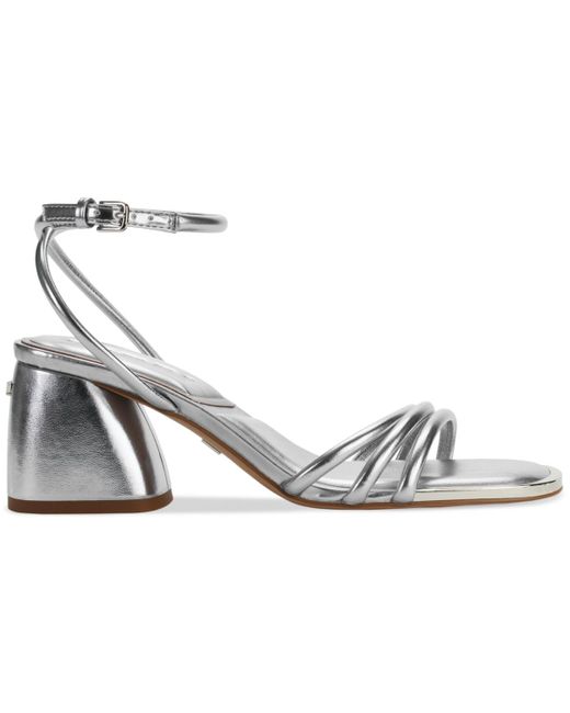 DKNY White Trixie Ankle-strap Block-heel Sandals