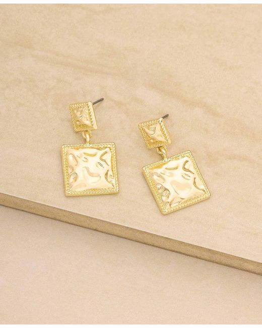 Ettika Metallic Double Square Statement Earrings