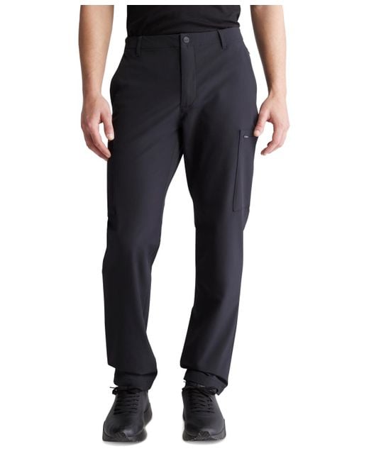 Calvin Klein Black Athletic Stretch Tech Slim Fit Cargo Pants for men