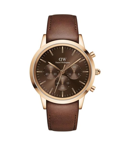 Daniel Wellington Brown Chronograph Leather Watch