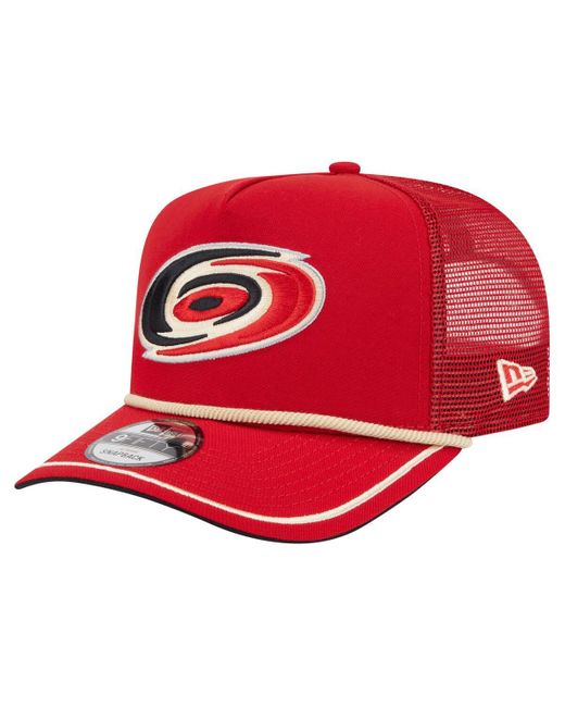KTZ Red Carolina Hurricanes Vintage Team Rope A-frame 9fifty Snapback Hat for men