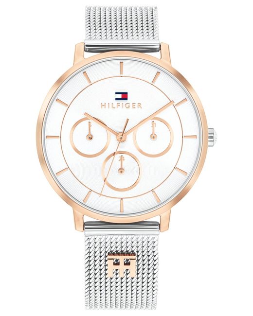 Tommy Hilfiger Metallic Multifunction Two Tone Stainless Steel Mesh Bracelet Watch