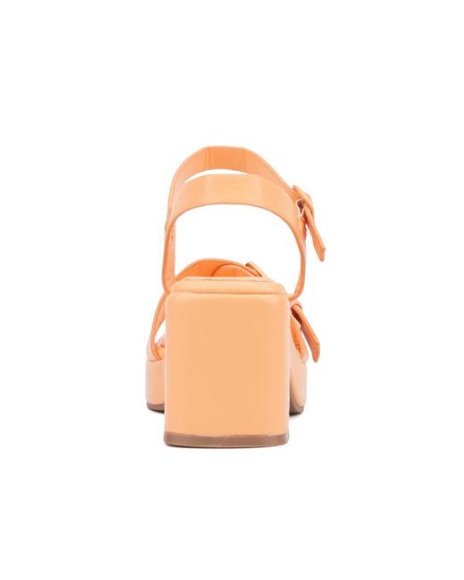 Olivia Miller Orange Slay Platform Heel Sandal