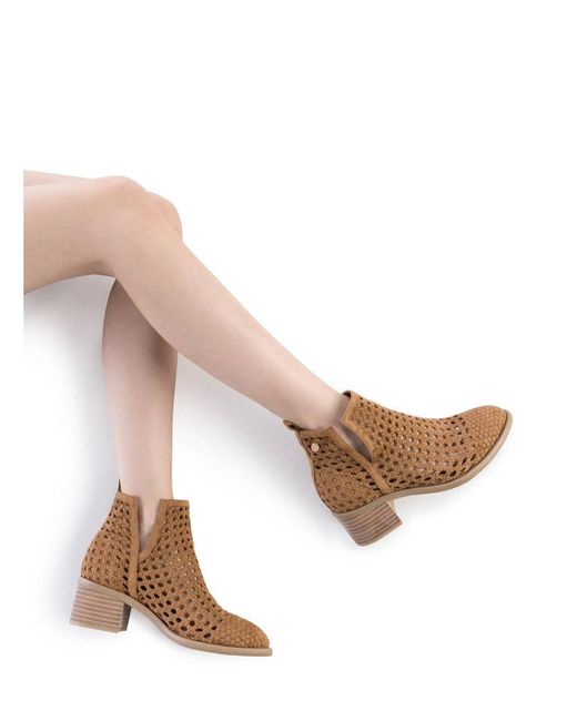 Xti Brown Braided Ankle Booties By