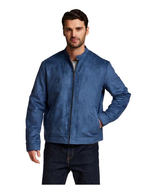Weatherproof Blue Moto Microsuede Jacket for men