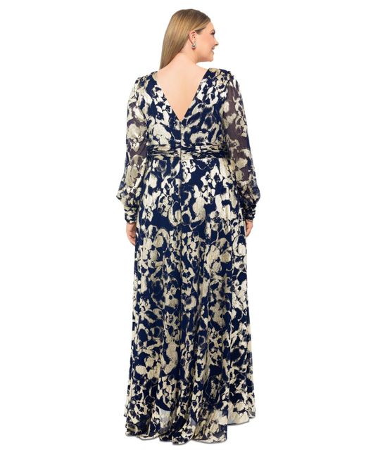 Betsy & Adam Plus Size V-neck Foil Mesh A-line Dress in Blue | Lyst Betsy & Adam Plus Size V-neck Foil Mesh A-line Dress in Blue | Lyst
