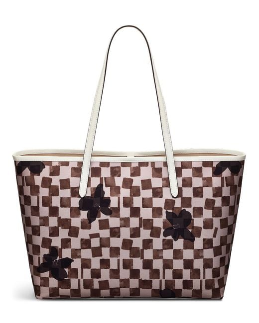 Radley White Southwell Gardens Check Large Open Top Tote Bag