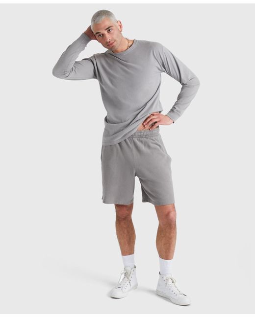 Hanes Gray Garment Dyed Long Sleeve Cotton T-shirt
