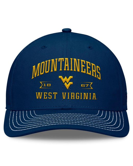 Top Of The World Blue Navy West Virginia Mountaineers Carson Trucker Adjustable Hat for men