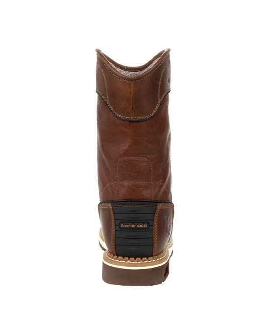 Georgia Boot Brown Amp Lt Wedge Waterproof Pull On Work Boot for men