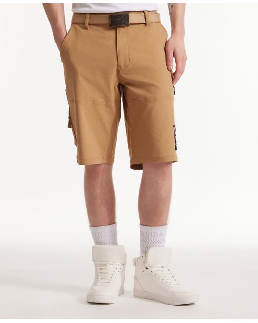 Ecko' Unltd Natural Keep Tabs On Belted Cargo Shorts for men