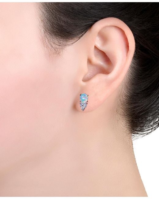Macy's Blue Simulated Opal & Pave Stud Earrings