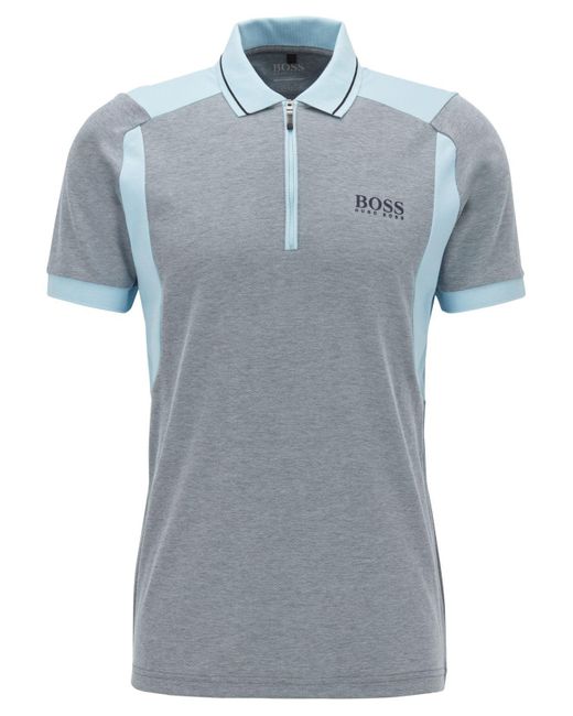 BOSS Blue Golf Polo Shirt In Moisture-wicking Fabric for men