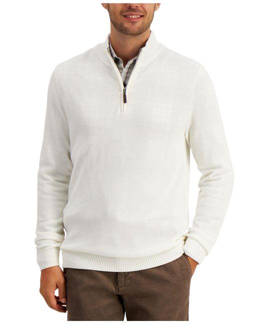 Club Room Quarter-zip Textured Cotton Sweater, Created For Macy's in ...