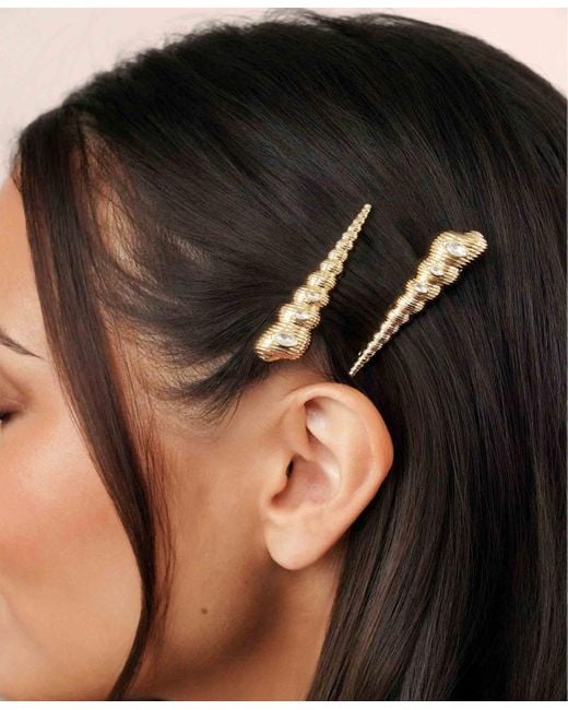 Ettika White Capri Shell Barrette Set