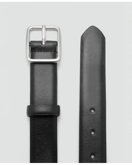Mango White Leather Belt for men