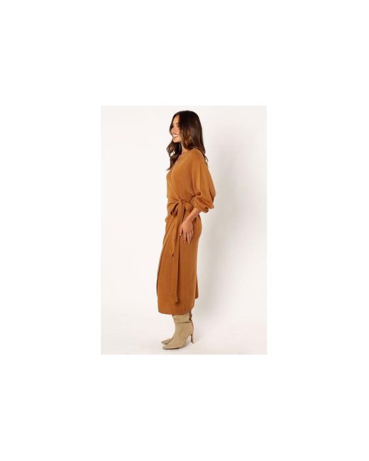 Petal & Pup Black Nova Wrap Knit Midi Dress
