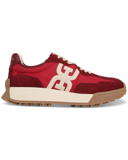 Sam Edelman Red Langley Emblem Lace-up Trainer Sneakers