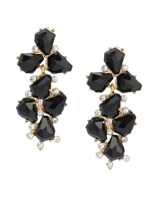 2028 Black Epoxy Multi Shape Stone Linear Earrings