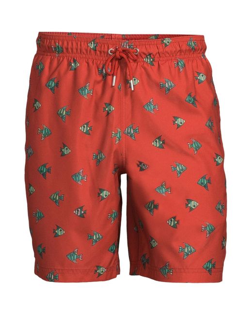 Lands' End 8" Solid Volley Swim Trunks in Red for Men | Lyst