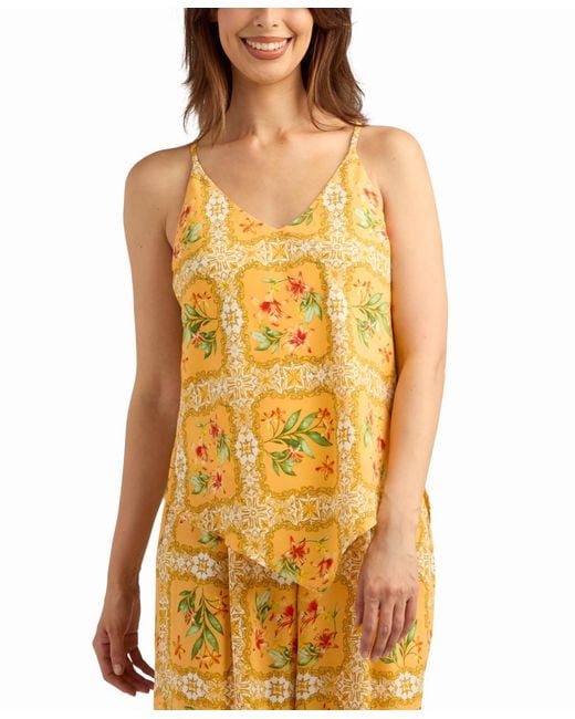 Bcx Yellow Printed V-neck Top