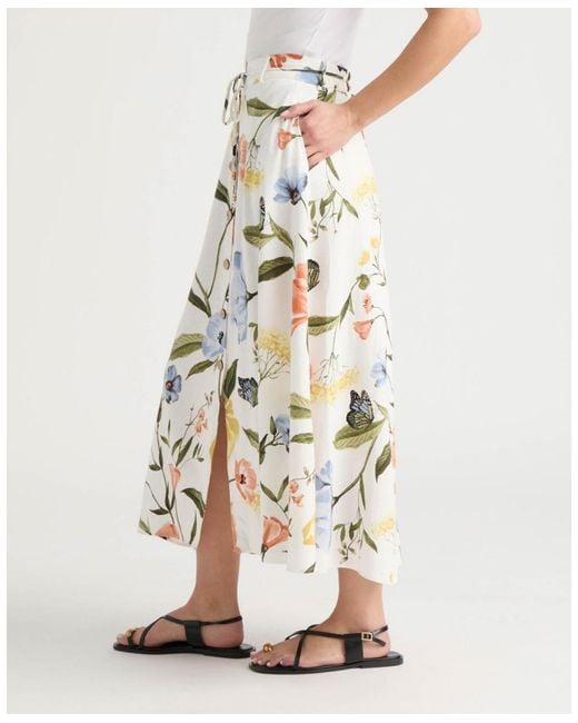 Ellen Tracy Multicolor Button Front Flared Skirt