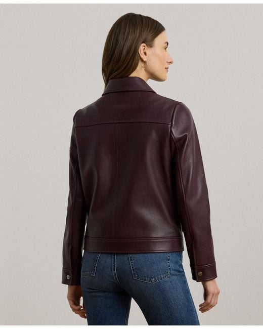 Ralph Lauren Blue Buttoned Leather Jacket