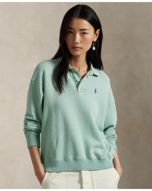 Polo Ralph Lauren Green Lightweight Fleece Long-sleeve Polo Sweatshirt