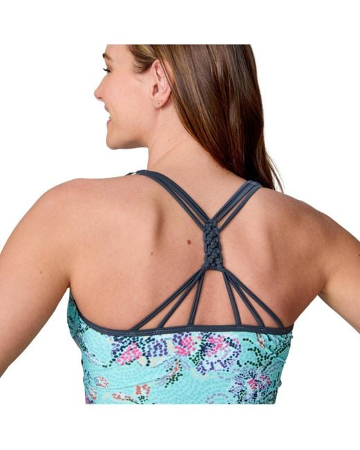 Free Country Blue Macrame Back Tankini Top