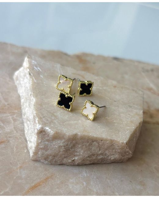 Adornia Metallic Plated Clover Stud Earring Set