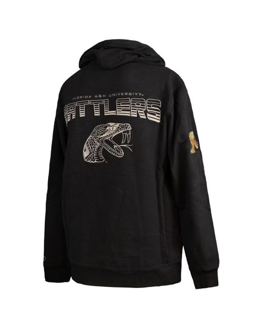 FISLL Black Men"s Florida A M Rattlers Puff Print Sliced Pullover Hoodie for men