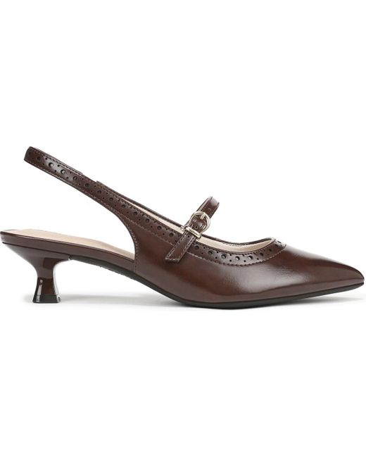 LifeStride Brown Marilyn Pointed Toe Kitten Heel Slingback Pumps