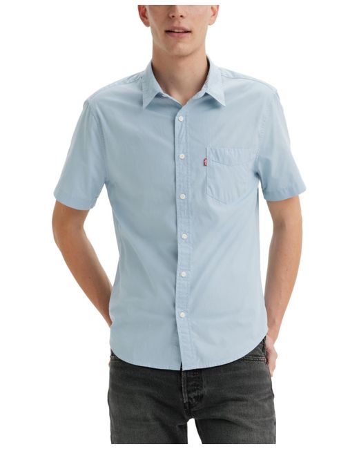 Levi's Blue Classic 1 Pocket Short Sleeve Regular Fit Shirt for men