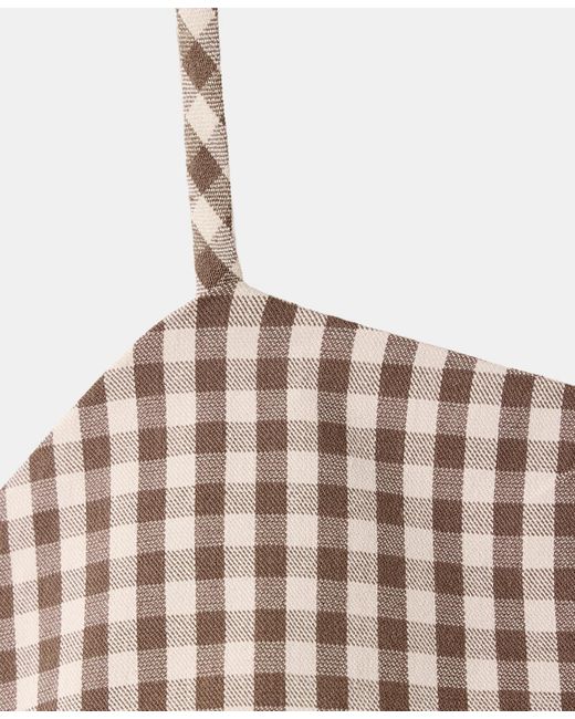 Mango White Gingham Check Button Top