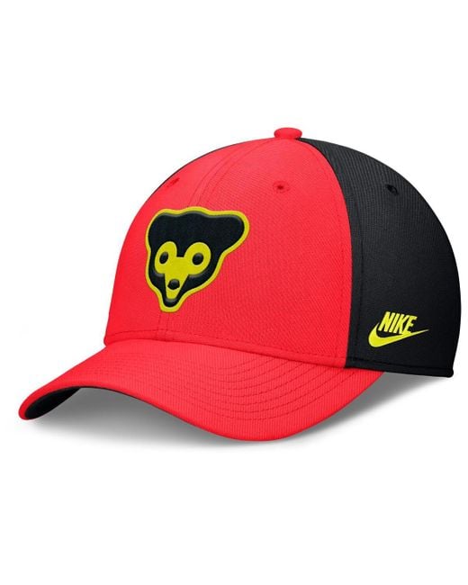 Nike Red Crimson/black Chicago Cubs Neon 90s Rise Swoosh Flex Hat for men