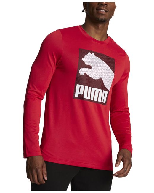 PUMA Red All In Regular-fit Logo Graphic Long-sleeve T-shirt for men