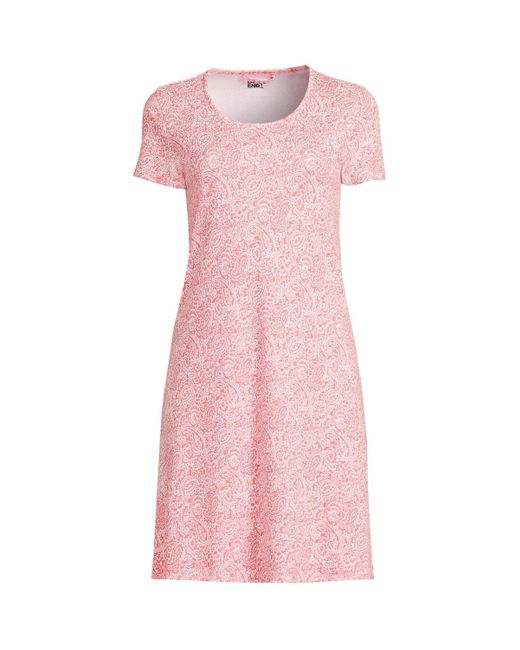 Lands' End Pink Cotton Short Sleeve Knee Length Nightgown