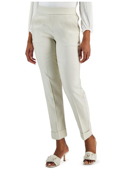Alfani Linen Pull-on Straight-leg Pants 