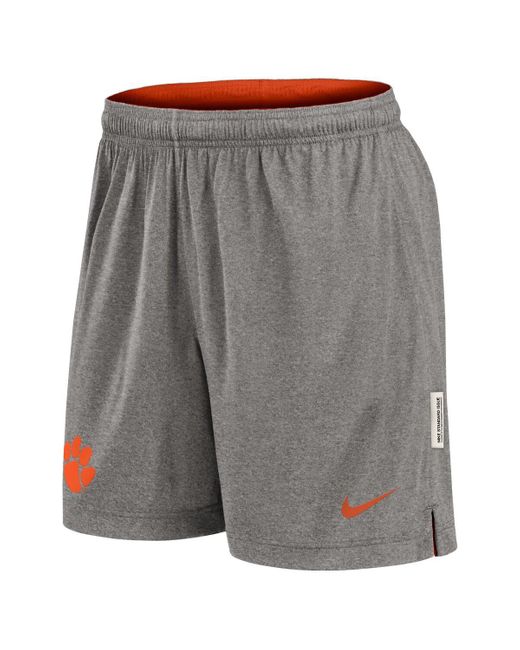 Nike Orange/heather Gray Clemson Tigers Player Reversible Shorts for men