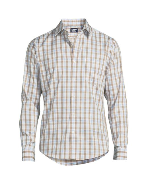 Lands' End White Traditional Fit Long Sleeve Travel Kit Shirt for men
