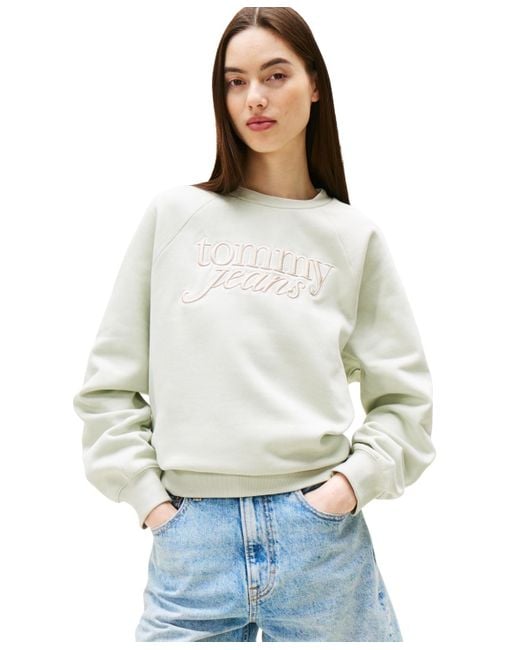 Tommy Hilfiger White Script Logo Crewneck Sweatshirt
